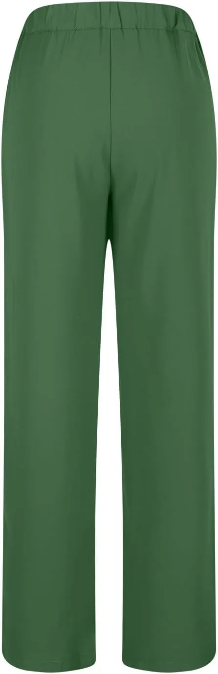 Womens Linen Pants Straight Leg High Waist Linen Pants Women Summer Dressy Drawstring Wide Leg Flowy Pants Trousers