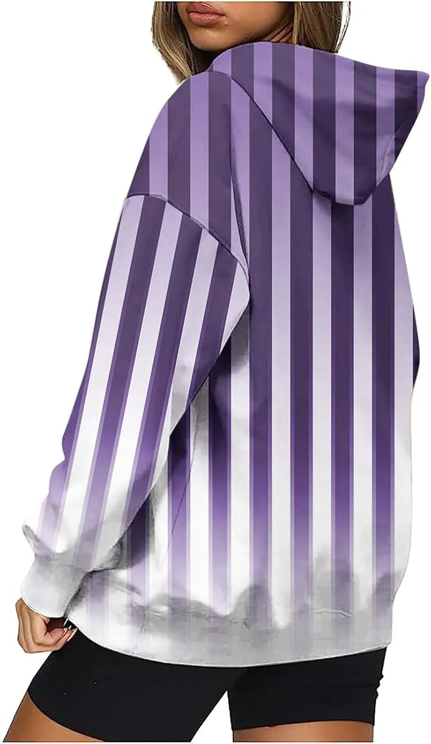 Womens Oversized Hoodies Striped Plus Size Sweatshirts Long Sleeve Sweaters Pullover Fall Clothes with Pocket