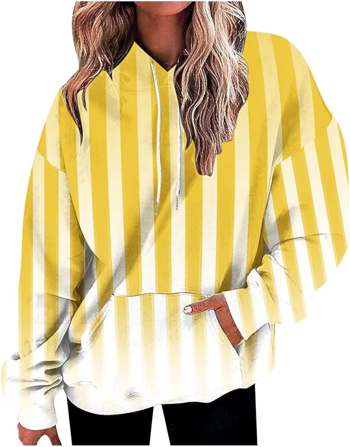 Womens Oversized Hoodies Striped Plus Size Sweatshirts Long Sleeve Sweaters Pullover Fall Clothes with Pocket