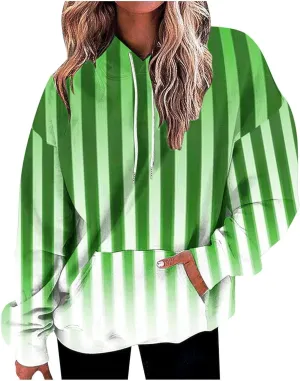 Womens Oversized Hoodies Striped Plus Size Sweatshirts Long Sleeve Sweaters Pullover Fall Clothes with Pocket