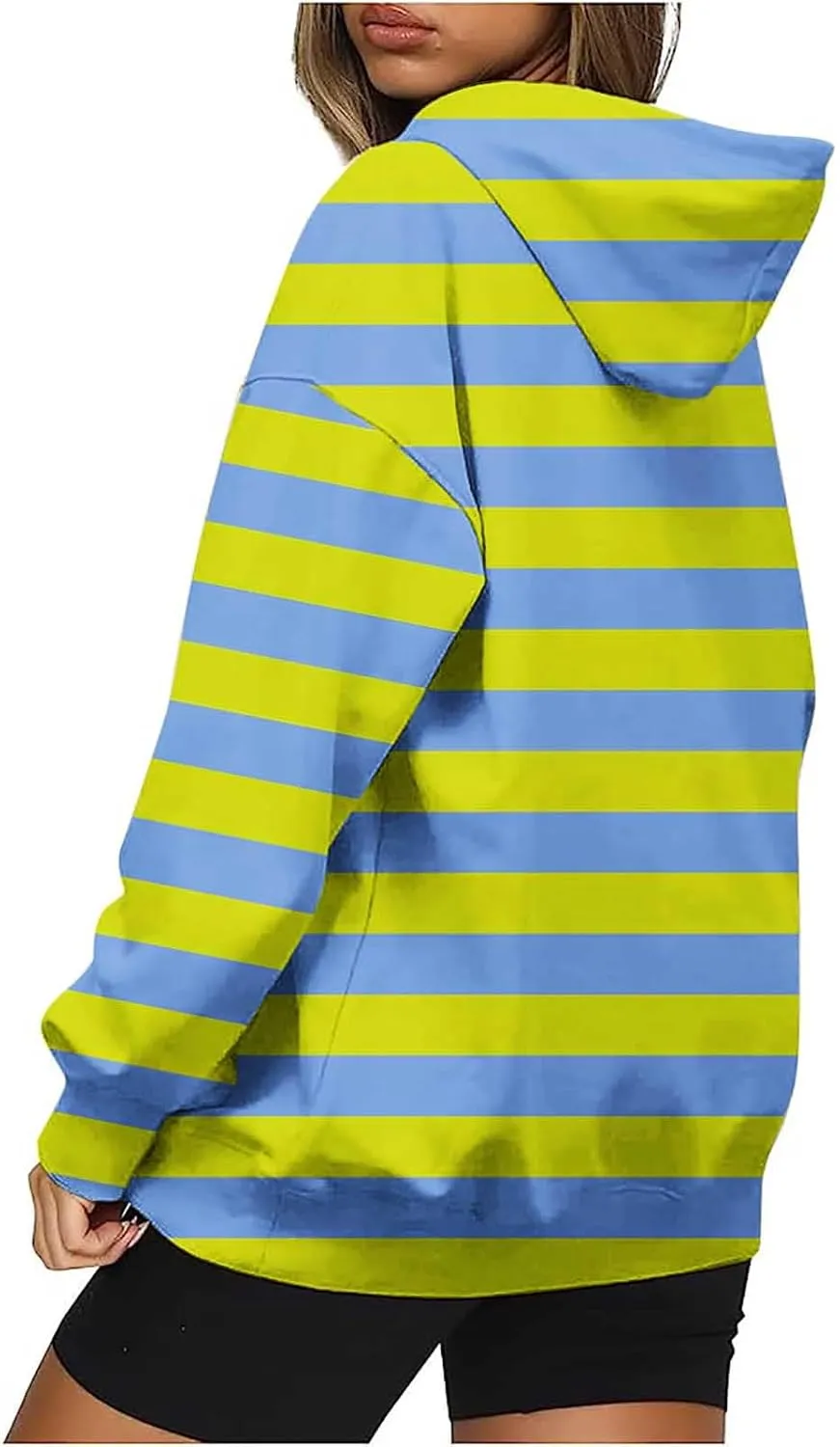 Womens Oversized Hoodies Striped Plus Size Sweatshirts Long Sleeve Sweaters Pullover Fall Clothes with Pocket