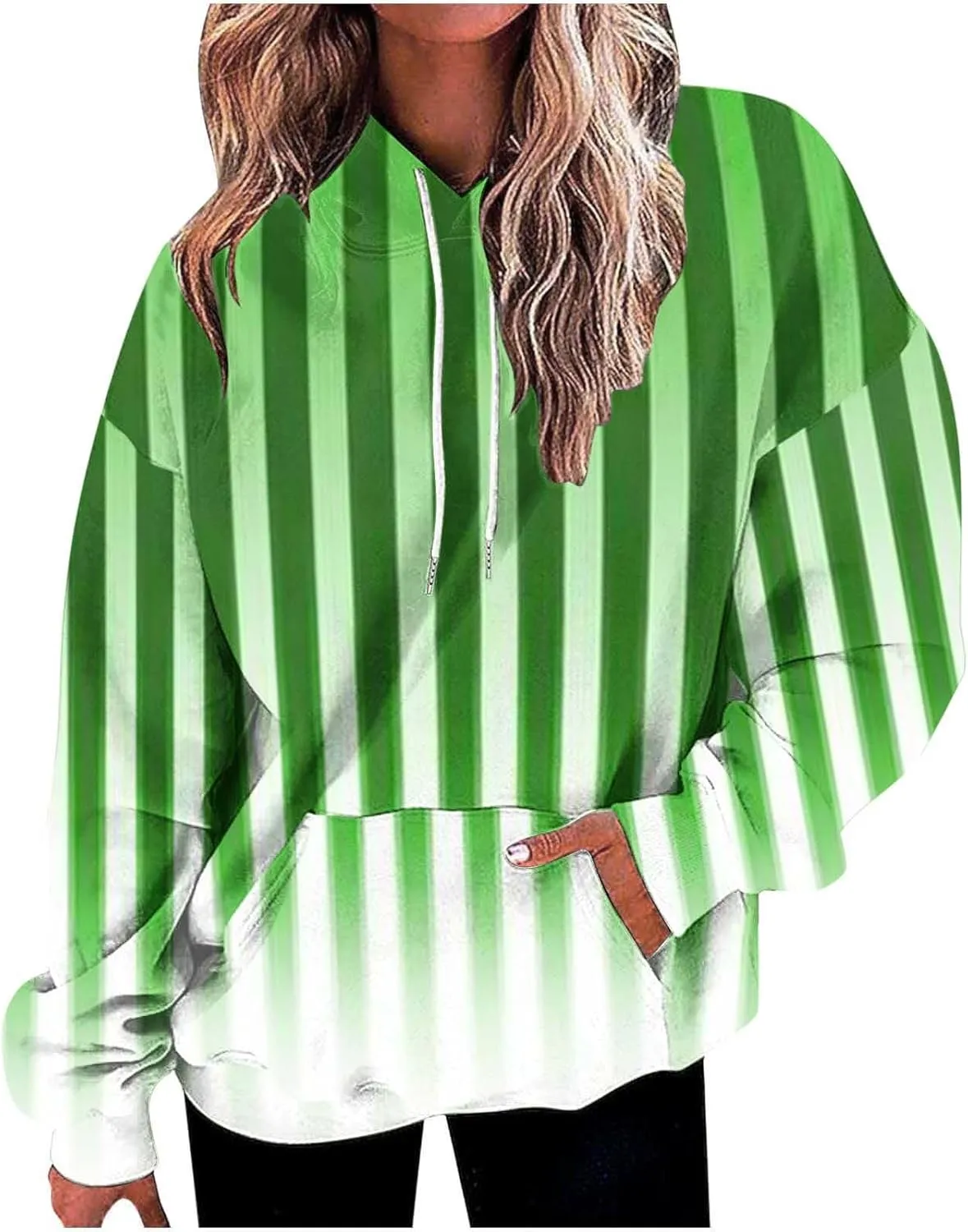Womens Oversized Hoodies Striped Plus Size Sweatshirts Long Sleeve Sweaters Pullover Fall Clothes with Pocket