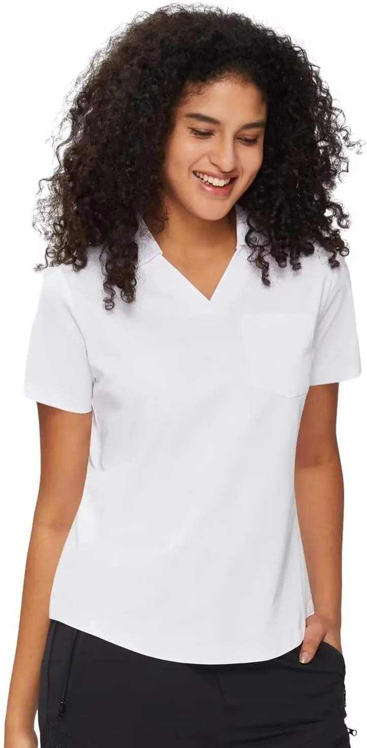 Women's Polo Shirt Quick Dry 4 Button Moisture Casual Work Short Sleeve Collared Golf Shirt-Wicking Performance