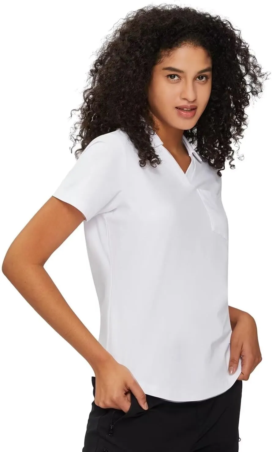 Women's Polo Shirt Quick Dry 4 Button Moisture Casual Work Short Sleeve Collared Golf Shirt-Wicking Performance