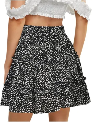 Womens Ruched Peplum High Cut Plain High Low Midi Skort Skorts for Women Chiffon Skort 2025 Y2K