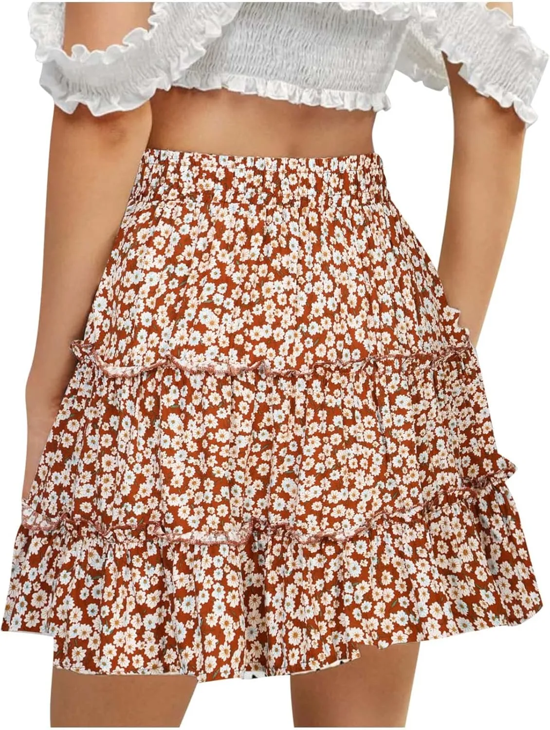 Womens Ruched Peplum High Cut Plain High Low Midi Skort Skorts for Women Chiffon Skort 2025 Y2K