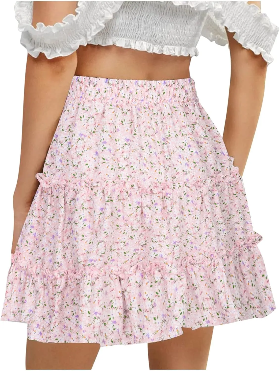 Womens Ruched Peplum High Cut Plain High Low Midi Skort Skorts for Women Chiffon Skort 2025 Y2K