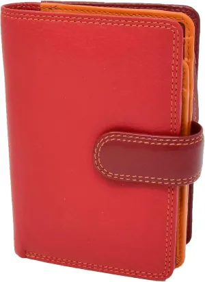 Womens Soft Leather Booklet Evening Clutch Purse Multi Colour Cards Cash ID Zip Around Wallet AVB51, Red, M, Purse