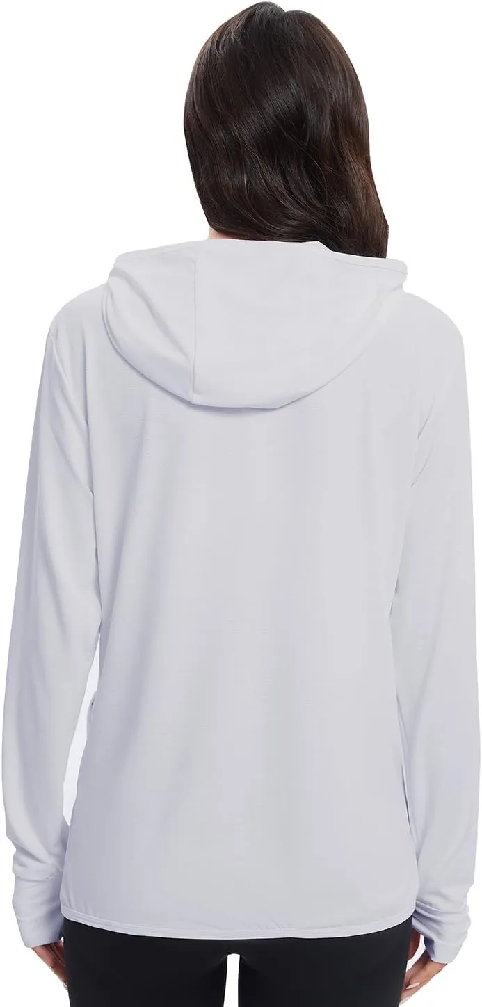 Women's Sun Protection Jacket UPF 50  Full Zipper Long Sleeve UV Hoodie Shirts Outdoor Athletic Jacket with Pocket