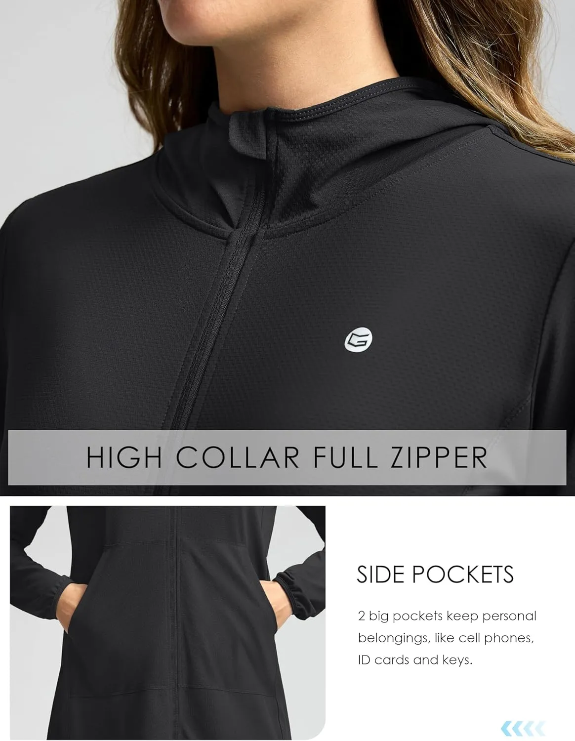 Women's UPF 50  Swim Cover Up Sun Protection Hoodie Long Jacket SPF Lightweight Beach Cover Ups for Women