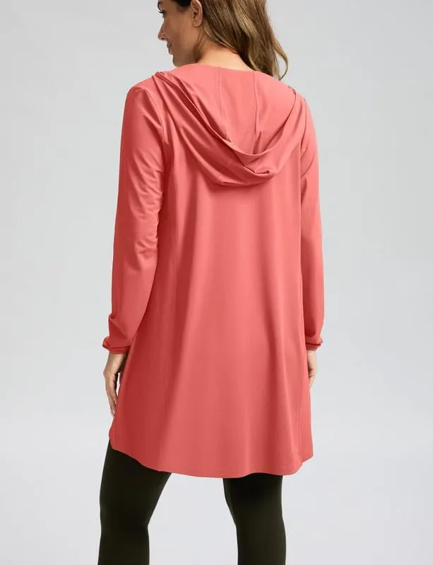 Women's UPF 50  Swim Cover Up Sun Protection Hoodie Long Jacket SPF Lightweight Beach Cover Ups for Women