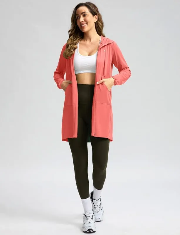 Women's UPF 50  Swim Cover Up Sun Protection Hoodie Long Jacket SPF Lightweight Beach Cover Ups for Women