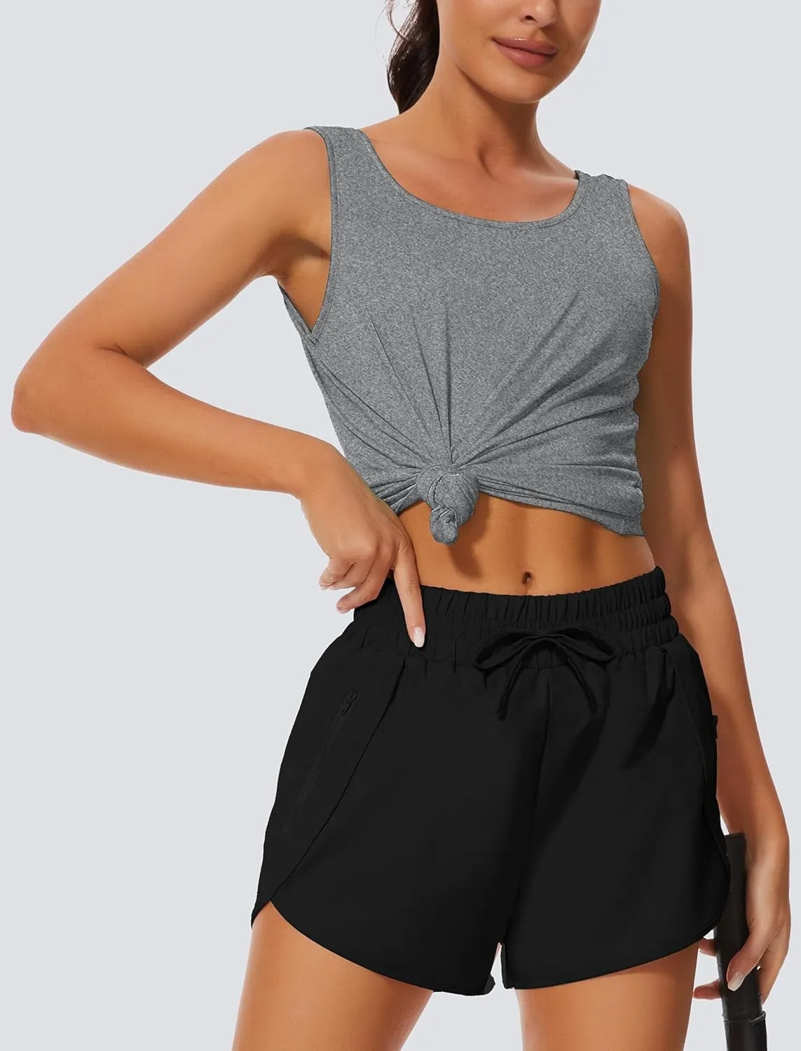 Workout Tops for Women Open Back Yoga Tank Tops Sleeveless Running Shirts Athletic Gym Lightweight Quick Dry Top