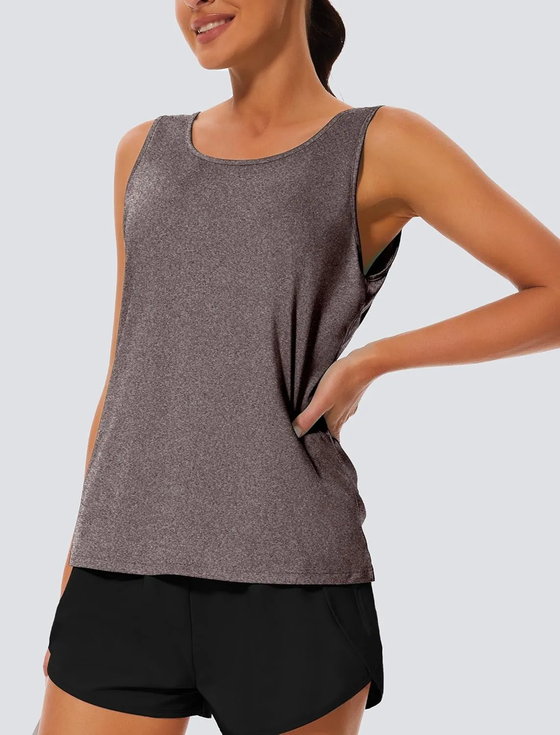 Workout Tops for Women Open Back Yoga Tank Tops Sleeveless Running Shirts Athletic Gym Lightweight Quick Dry Top