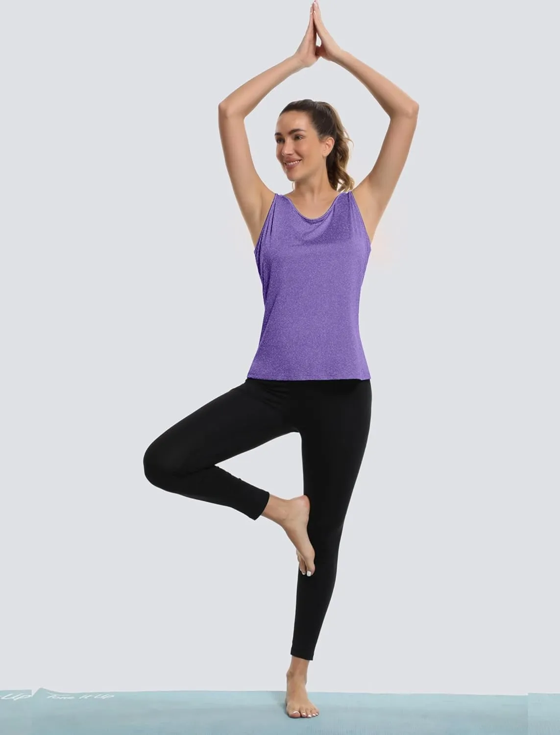 Workout Tops for Women Open Back Yoga Tank Tops Sleeveless Running Shirts Athletic Gym Lightweight Quick Dry Top