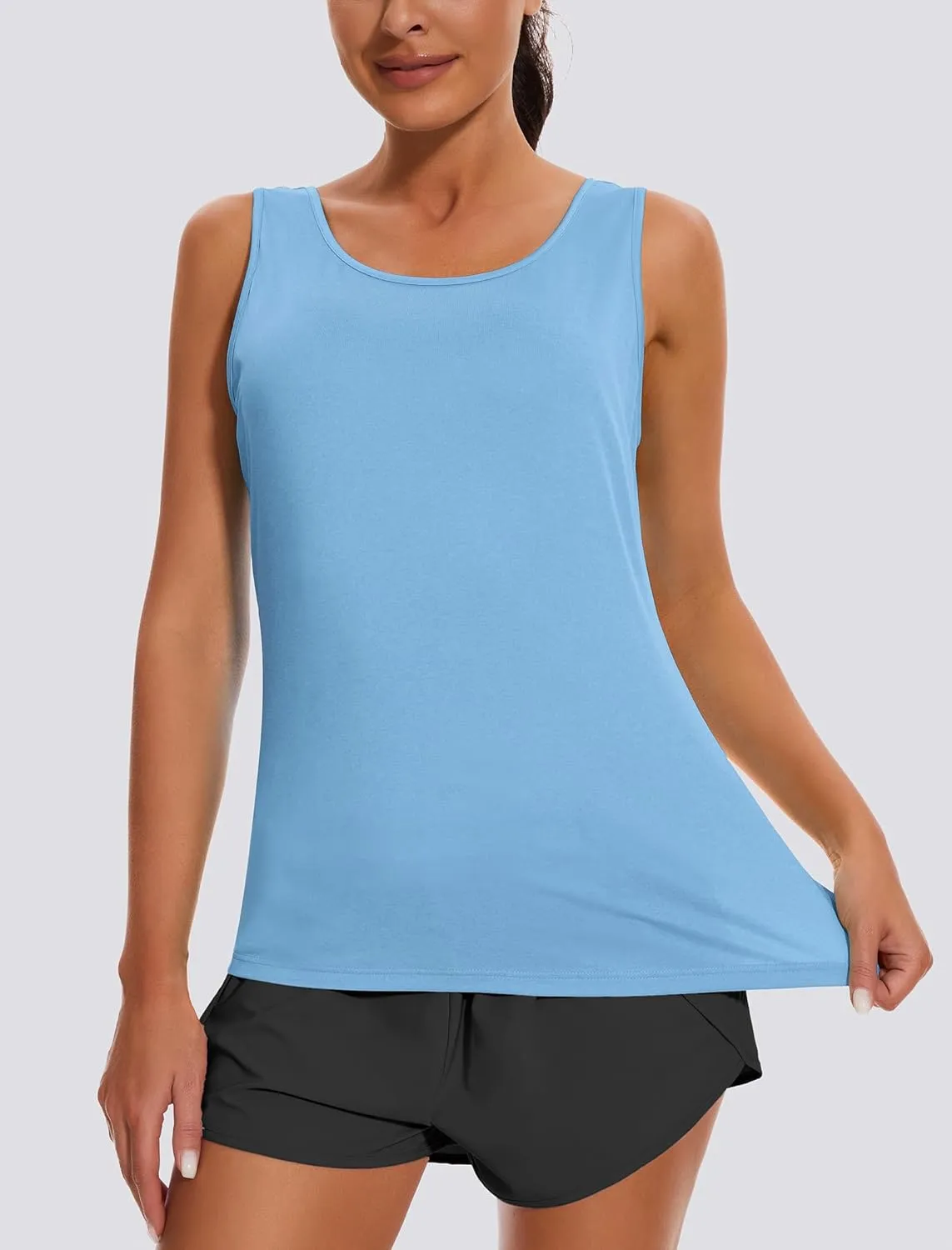 Workout Tops for Women Open Back Yoga Tank Tops Sleeveless Running Shirts Athletic Gym Lightweight Quick Dry Top