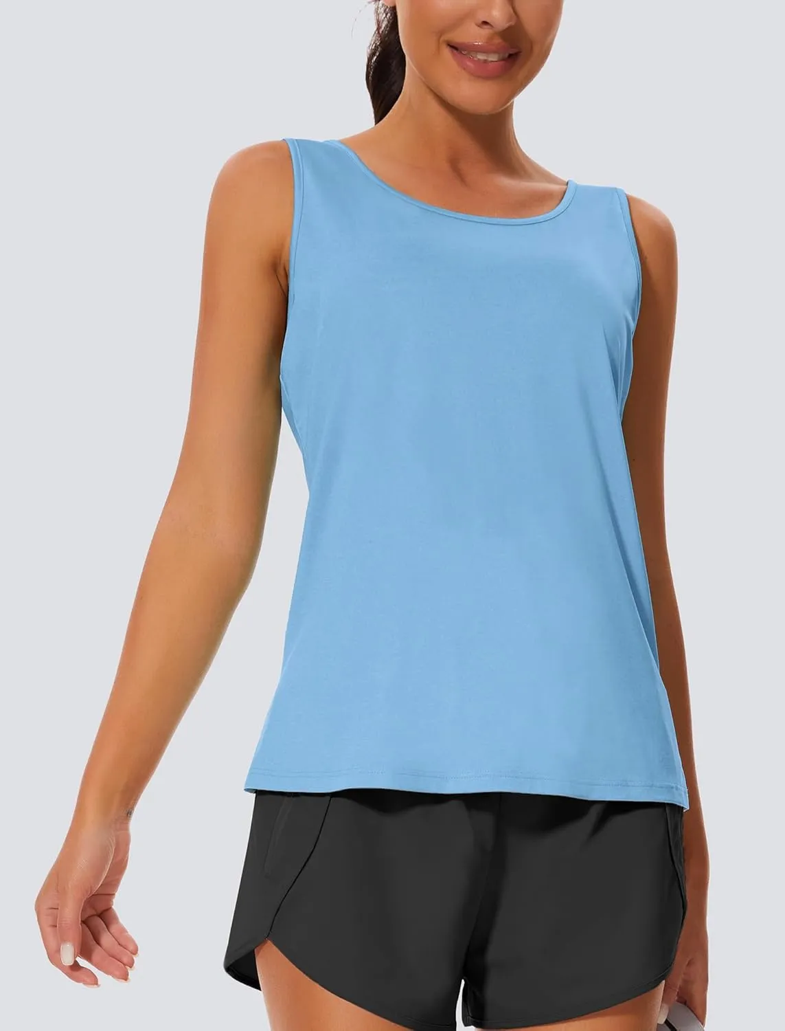 Workout Tops for Women Open Back Yoga Tank Tops Sleeveless Running Shirts Athletic Gym Lightweight Quick Dry Top