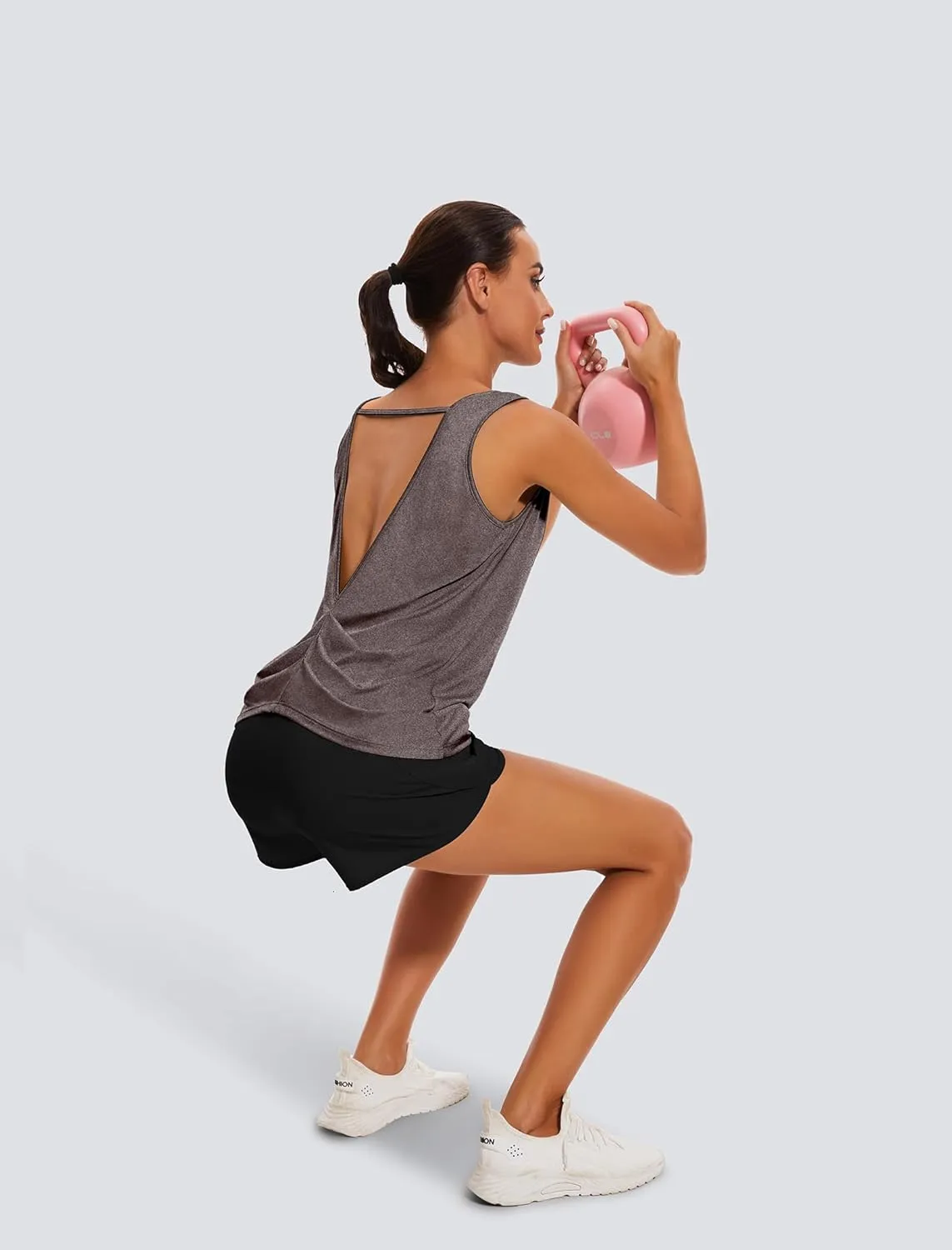 Workout Tops for Women Open Back Yoga Tank Tops Sleeveless Running Shirts Athletic Gym Lightweight Quick Dry Top
