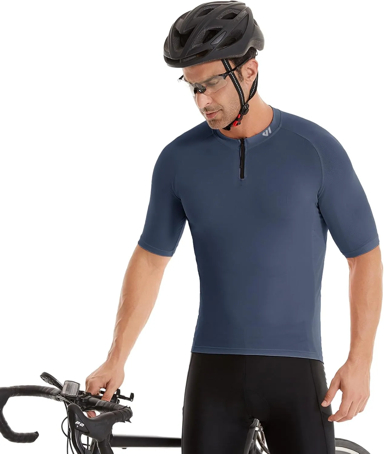 Wulibike Cycling Jersey Men Short Sleeve, Road Bike Jerseys Half Zipper with Pockets, Bicycle Clothing Breathable Quick Dry
