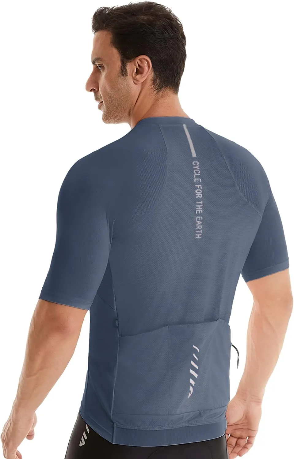 Wulibike Cycling Jersey Men Short Sleeve, Road Bike Jerseys Half Zipper with Pockets, Bicycle Clothing Breathable Quick Dry
