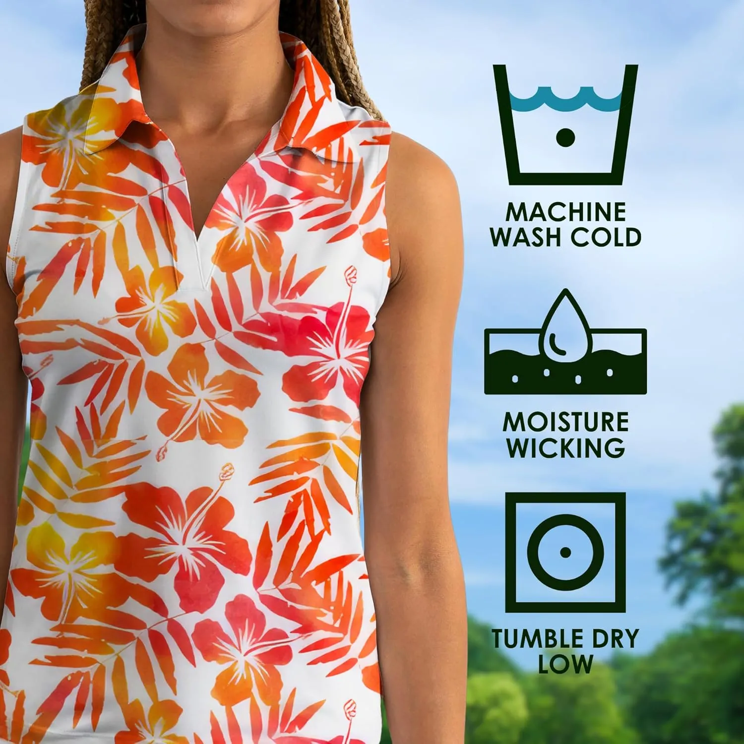 YATTA GOLF Performance Sleeveless Golf Polo for Women - Moisture Wicking V-Neck Golf Polo Shirts Workout Golf Tank Tops