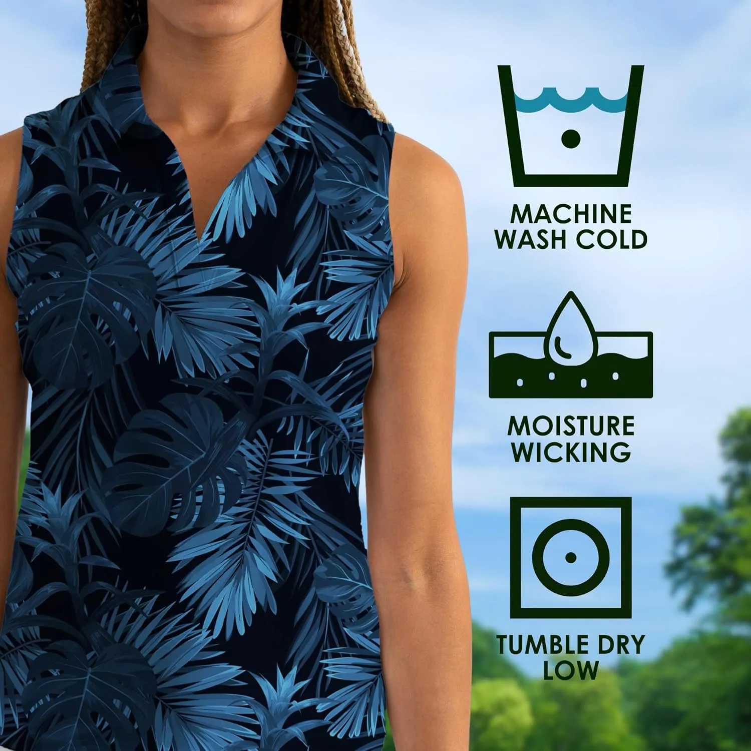 YATTA GOLF Performance Sleeveless Golf Polo for Women - Moisture Wicking V-Neck Golf Polo Shirts Workout Golf Tank Tops