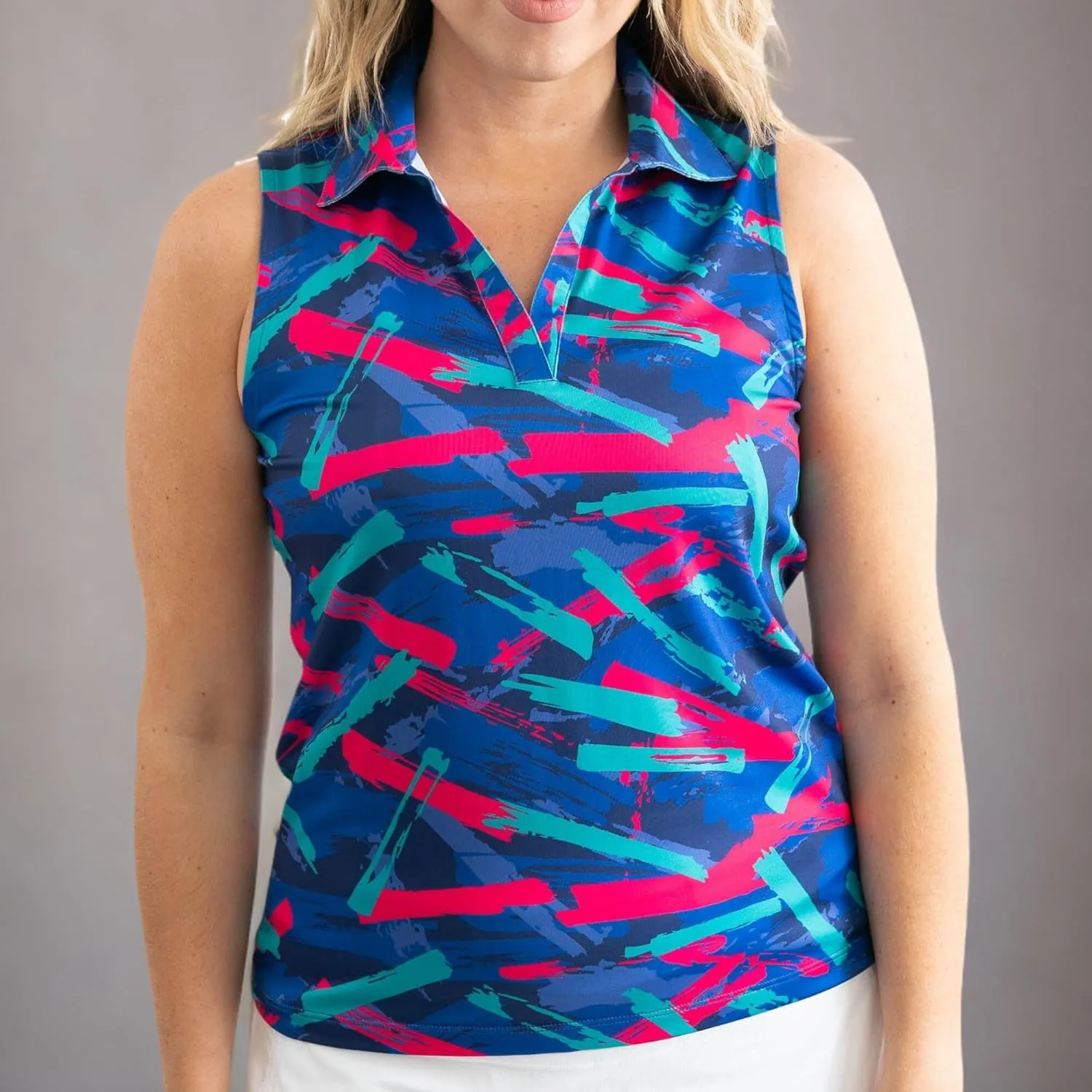 YATTA GOLF Performance Sleeveless Golf Polo for Women - Moisture Wicking V-Neck Golf Polo Shirts Workout Golf Tank Tops