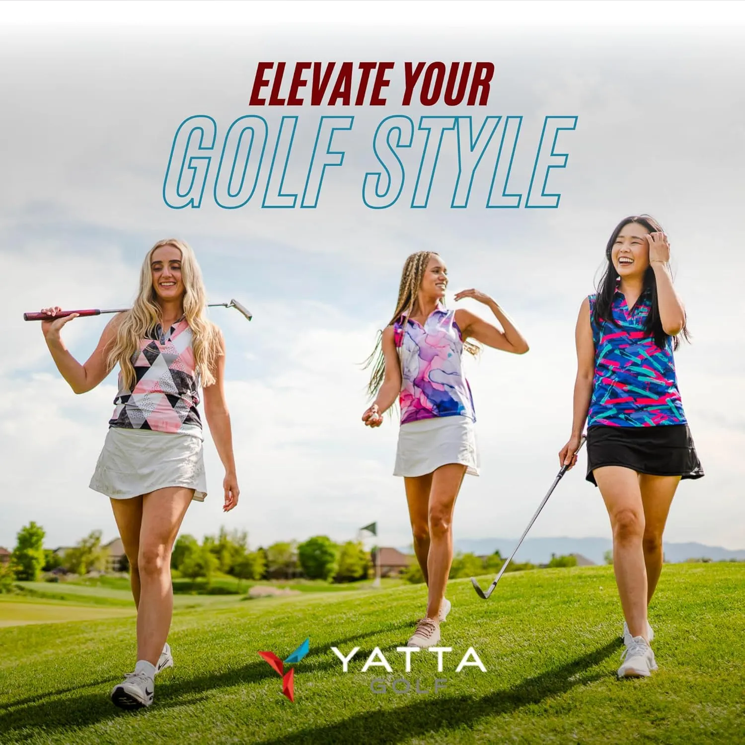 YATTA GOLF Performance Sleeveless Golf Polo for Women - Moisture Wicking V-Neck Golf Polo Shirts Workout Golf Tank Tops