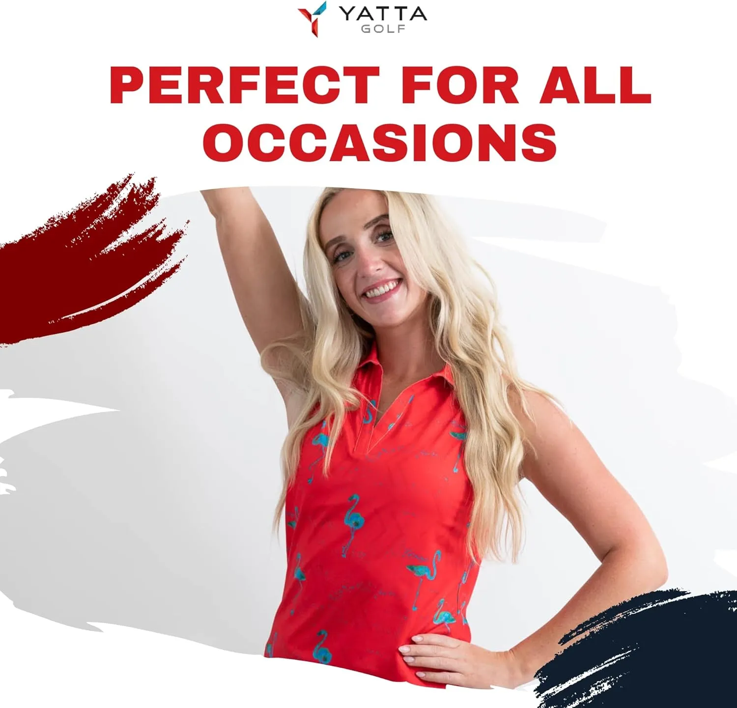 YATTA GOLF Performance Sleeveless Golf Polo for Women - Moisture Wicking V-Neck Golf Polo Shirts Workout Golf Tank Tops