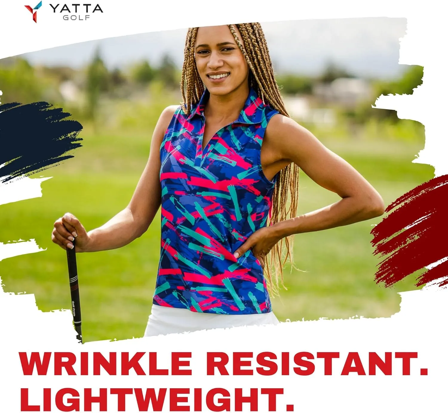 YATTA GOLF Performance Sleeveless Golf Polo for Women - Moisture Wicking V-Neck Golf Polo Shirts Workout Golf Tank Tops