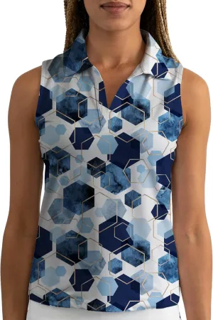 YATTA GOLF Performance Sleeveless Golf Polo for Women - Moisture Wicking V-Neck Golf Polo Shirts Workout Golf Tank Tops