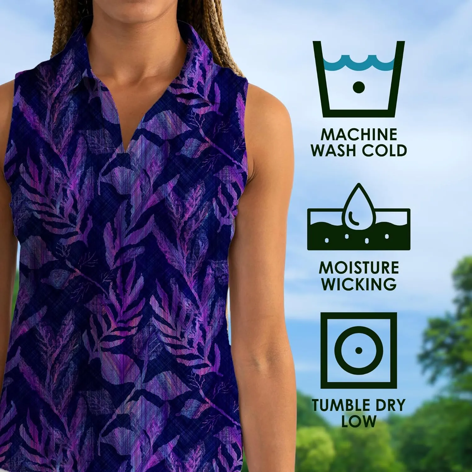YATTA GOLF Performance Sleeveless Golf Polo for Women - Moisture Wicking V-Neck Golf Polo Shirts Workout Golf Tank Tops