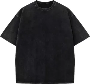 YKR Men Oversized T Shirts Vintage Cotton Tee Loose Fit Short Sleeve Casual Washed Tee Unisex Streetwear Baggy Graphic Tops