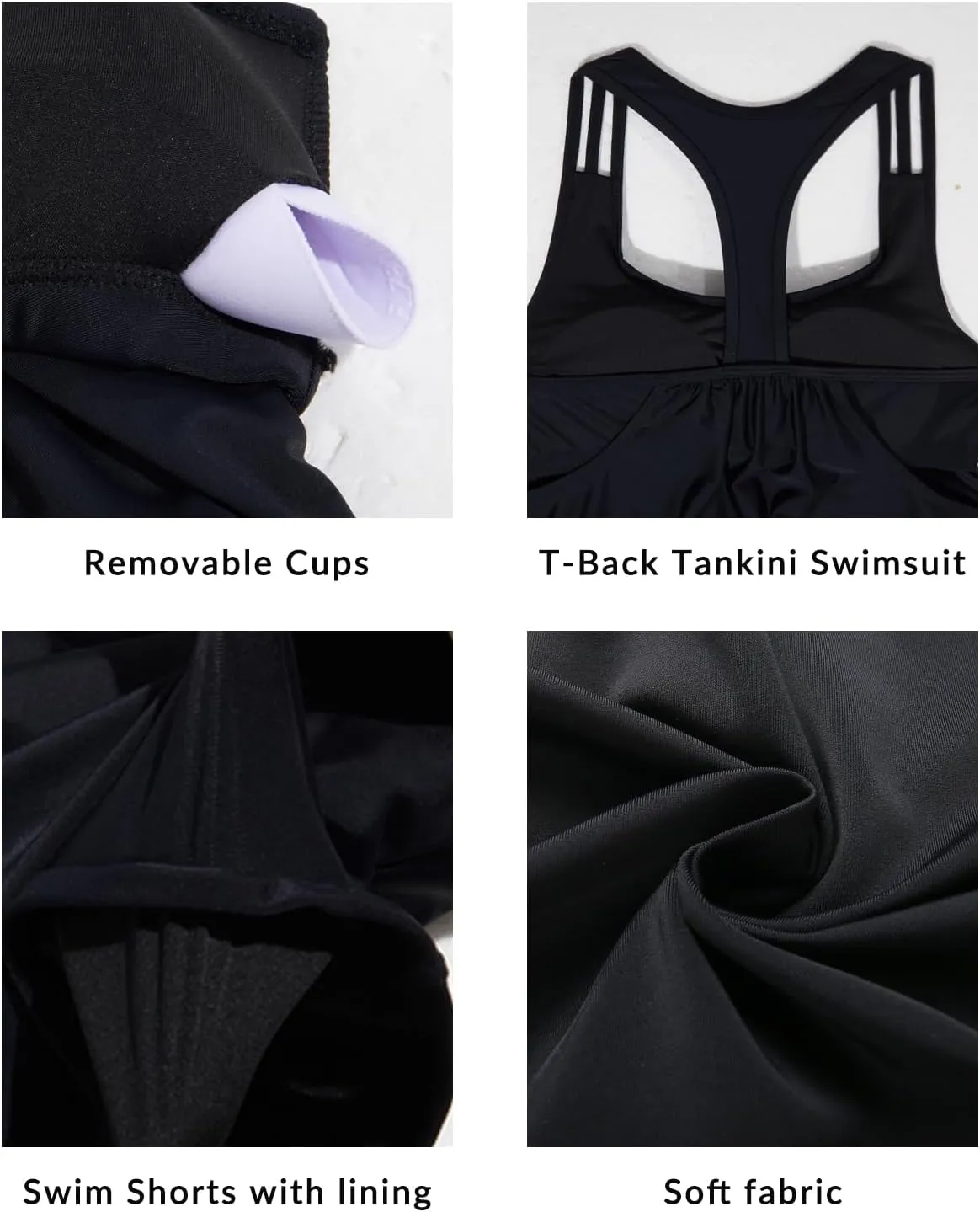 Yonique Two Piece Tankini Bathing Suits T-Back Blouson Swim Tops with Boy Shorts Women Swimsuits Sporty Swimwear
