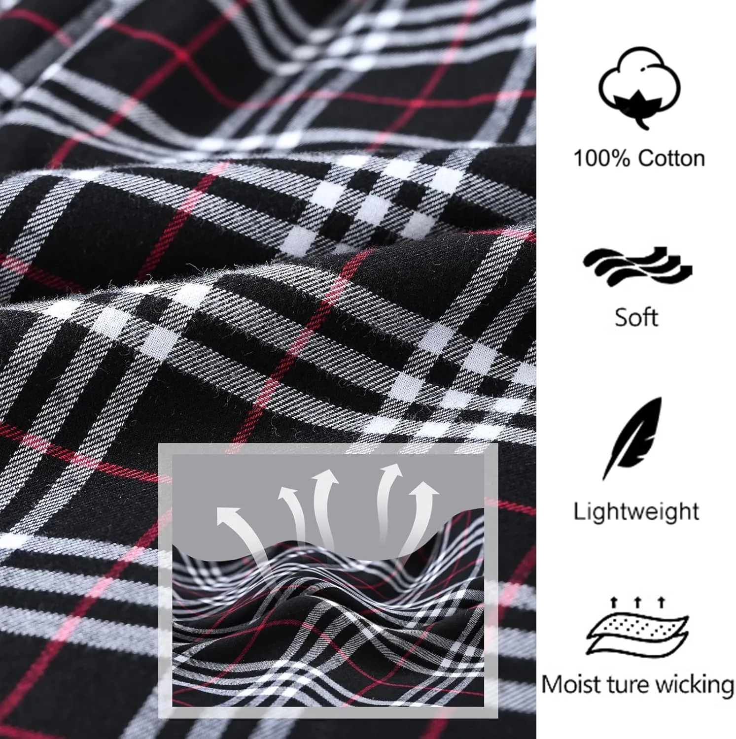 yuyangdpb Men's 3-Pack Woven Pajama Short Cotton Plaid Sleepwear Shorts Button Open Fly with Pockets