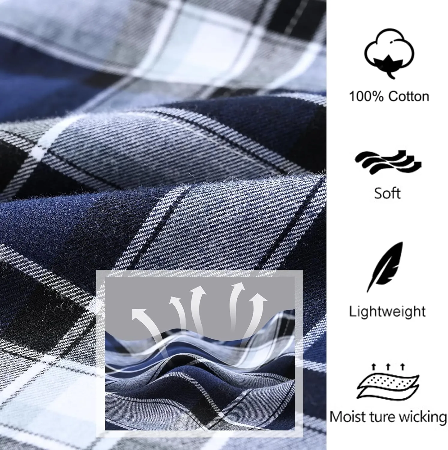 yuyangdpb Men's 3-Pack Woven Pajama Short Cotton Plaid Sleepwear Shorts Button Open Fly with Pockets
