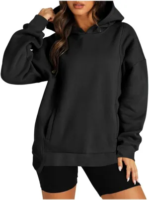 ZDRZK Oversized Hoodies For Women Long Sleeve Drop Shoulder Pullovers Top Fall Fleece Hooded Sweatshirts With Pockets