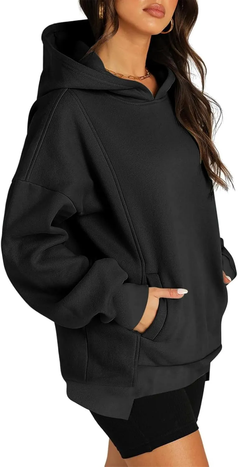 ZDRZK Oversized Hoodies For Women Long Sleeve Drop Shoulder Pullovers Top Fall Fleece Hooded Sweatshirts With Pockets