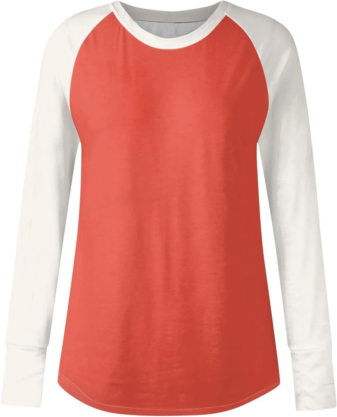 ZDRZK Oversized Sweatshirt For Women Color Block Long Sleeve Thumb Hole Pullover Tops Crewneck Casual Lightweight Shirts