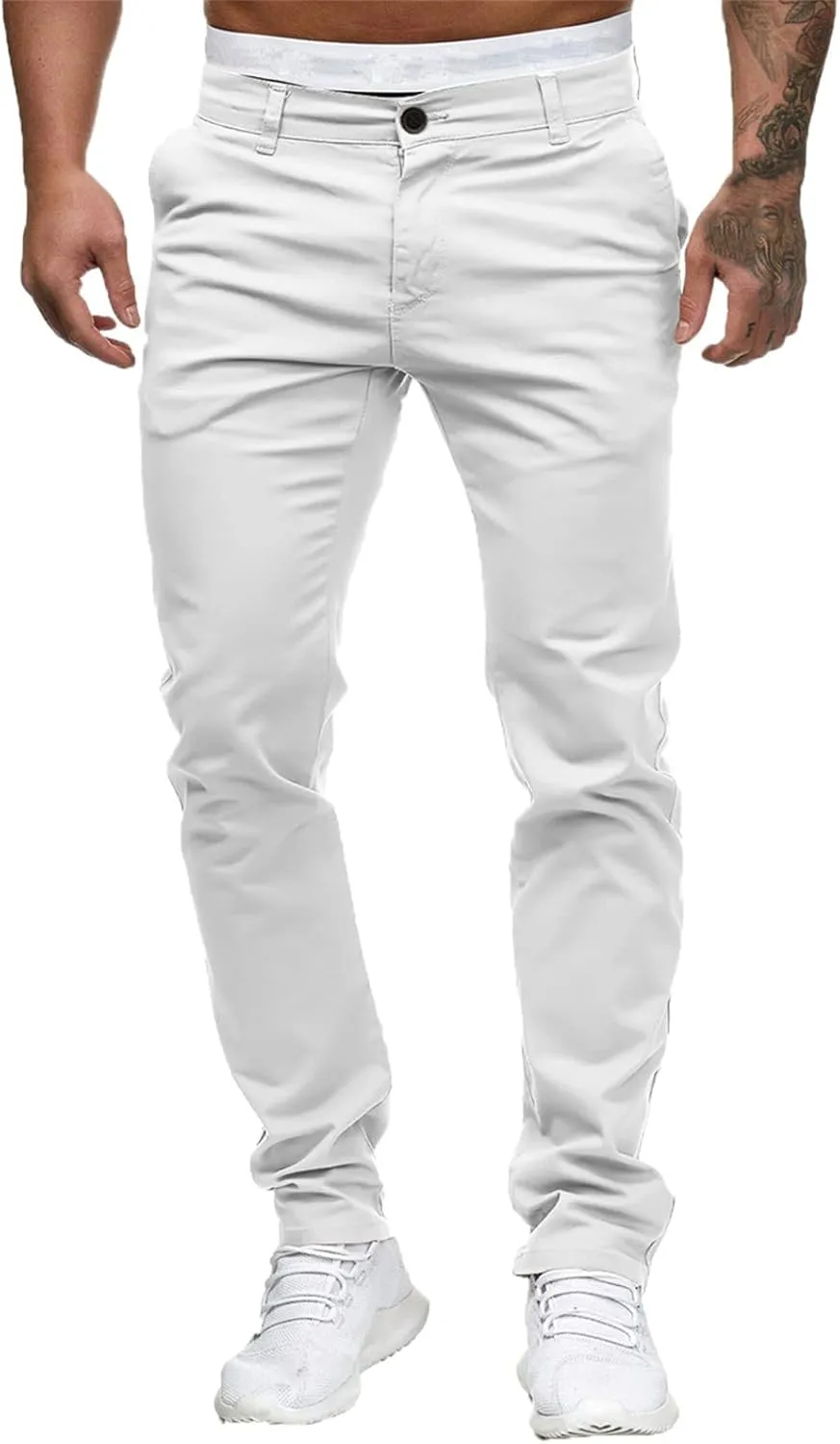 ZYXTIM Mens Work Chino Pants Slim Fit Tapered Cotton Fashion Business Casual Trousers Stertch Durable Ripstop Athletic Pants