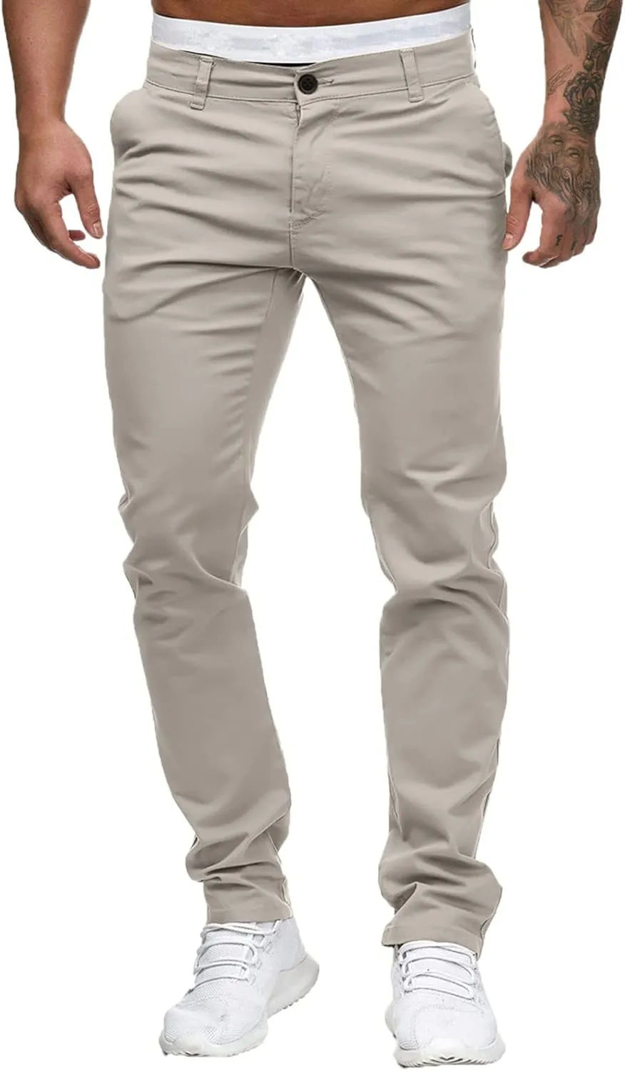 ZYXTIM Mens Work Chino Pants Slim Fit Tapered Cotton Fashion Business Casual Trousers Stertch Durable Ripstop Athletic Pants